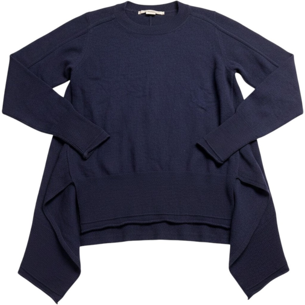 Stella McCartney Navy Cashmere Wool Asymmetric Hem Sweater IT 36 Made In Italy
